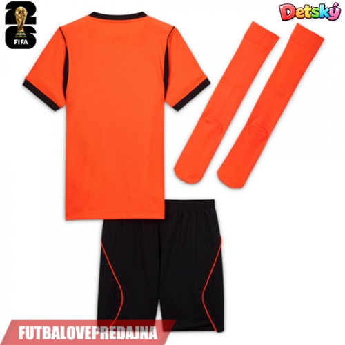 Lacne Dětský Futbalové dres Holandsko MS 2026 Krátky Rukáv - Domáci (+ trenírky)